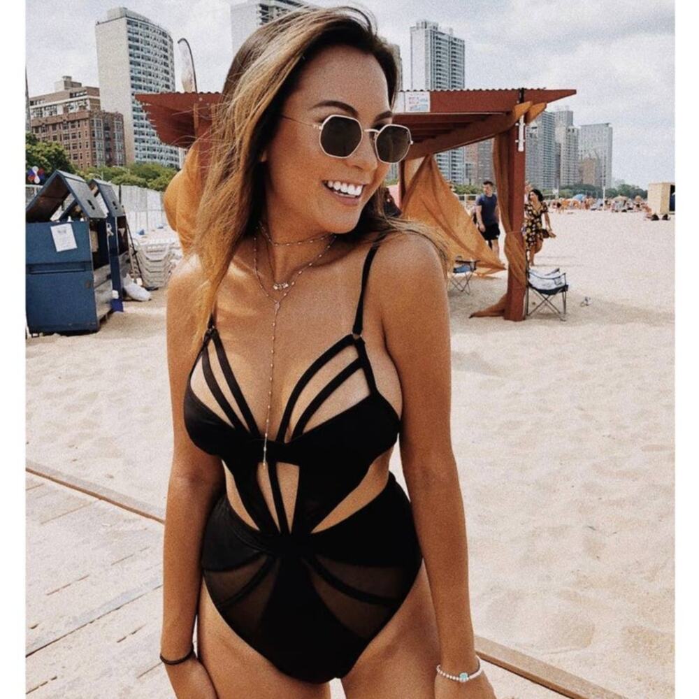 NWT Kopper & Zink Harper Strappy Cut Out Mesh One Piece Swimsuit Black Size XS